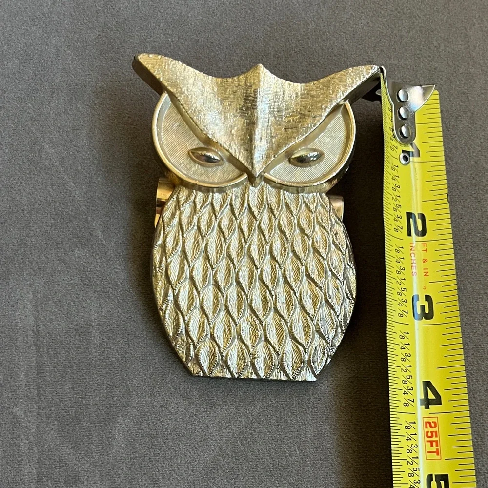 Vintage Gold Tone Owl Paper Clip Holder